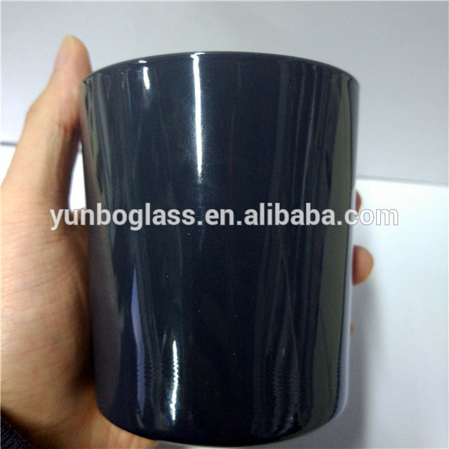 customized printing 150ml black glass candle jar
