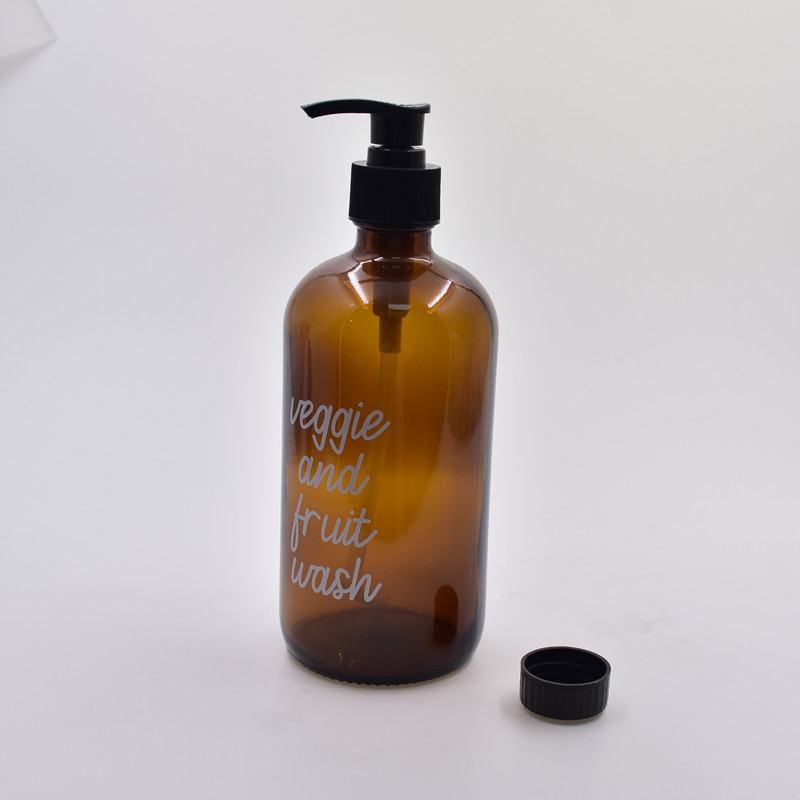 customized printing 8oz 16oz 120ml 230ml 480ml 1000ml amber boston round glass bottle For Essential Oils with trigger spray pump