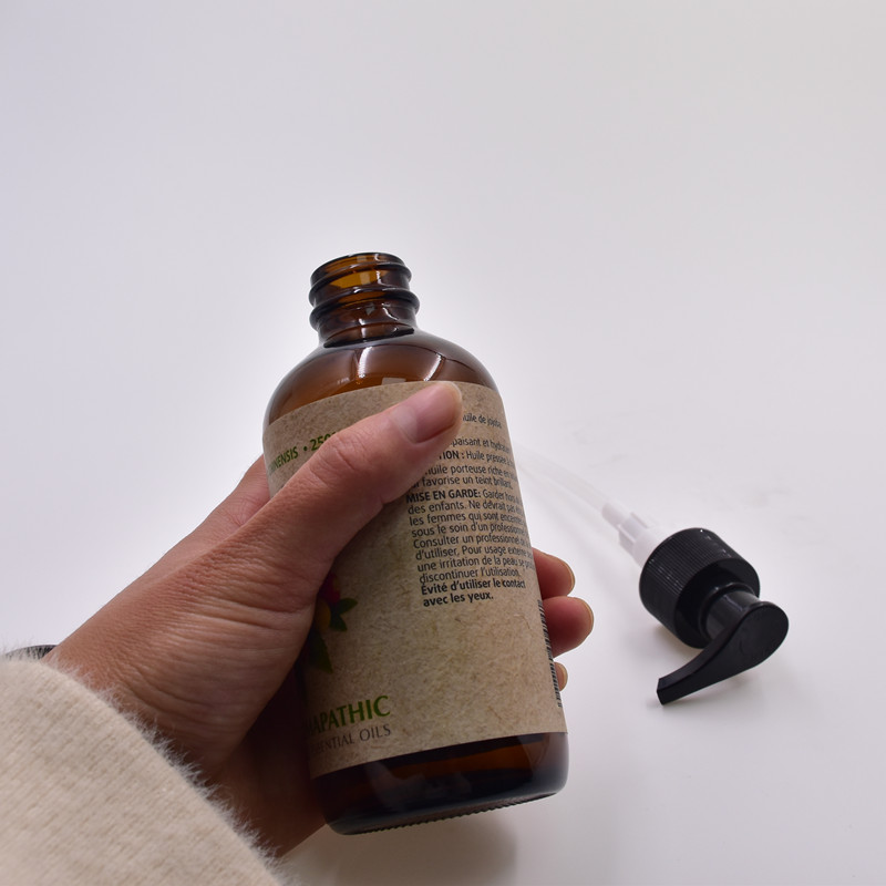 customized printing 8oz 16oz 120ml 230ml 480ml 1000ml amber boston round glass bottle For Essential Oils with trigger spray pump
