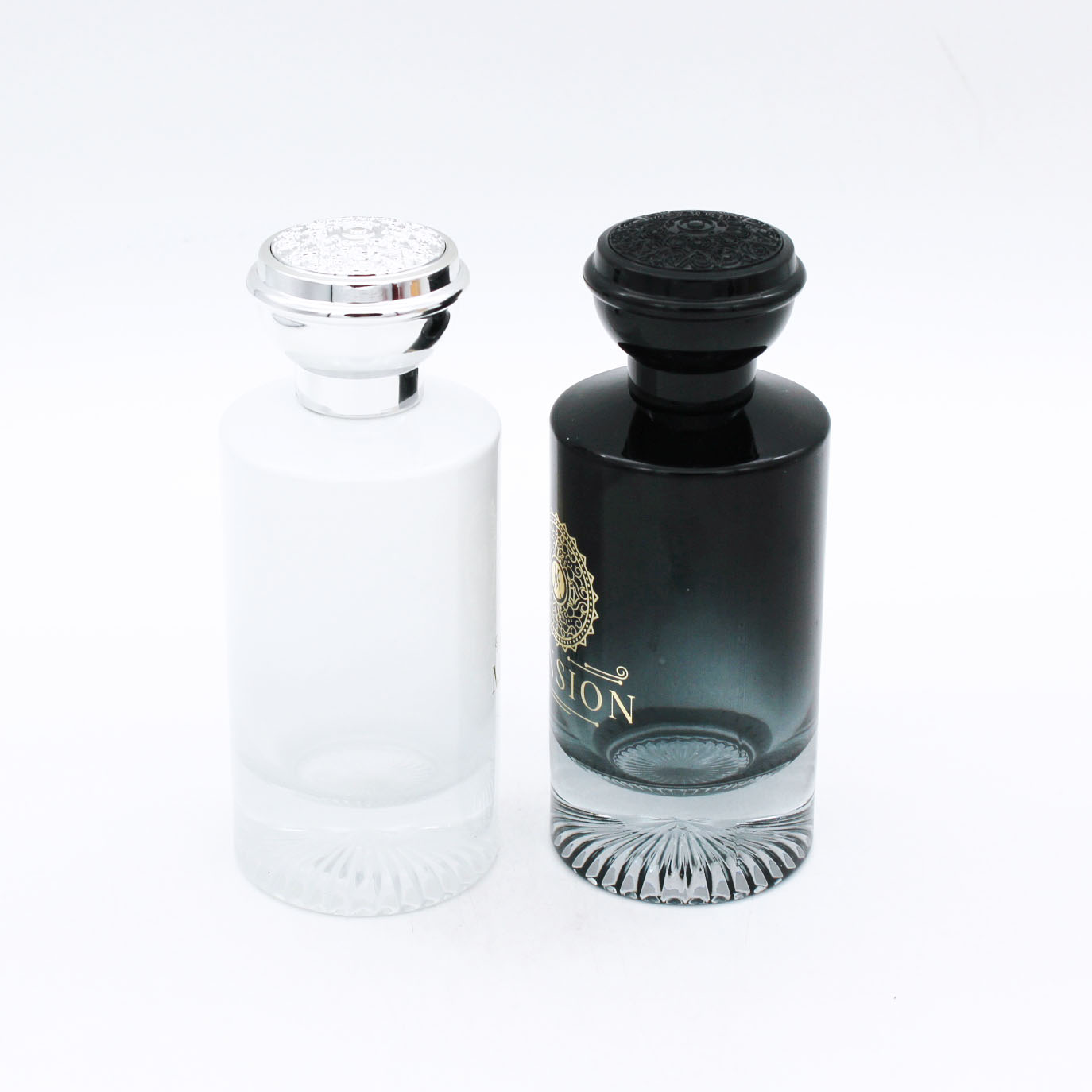 customized screen printing colorful luxury 100ml empty cylinder glass bottle perfume