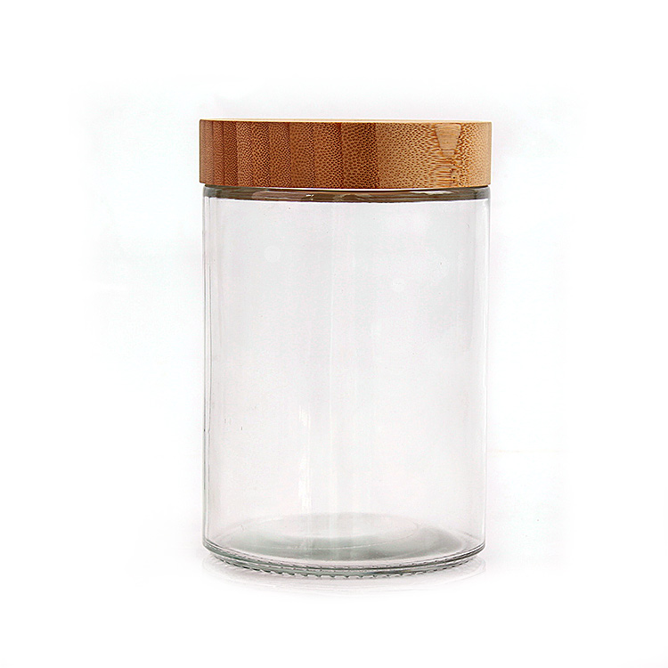 customized sealed glass jar with bamboo lid 220ml 300ml 420ml 660ml 730ml
