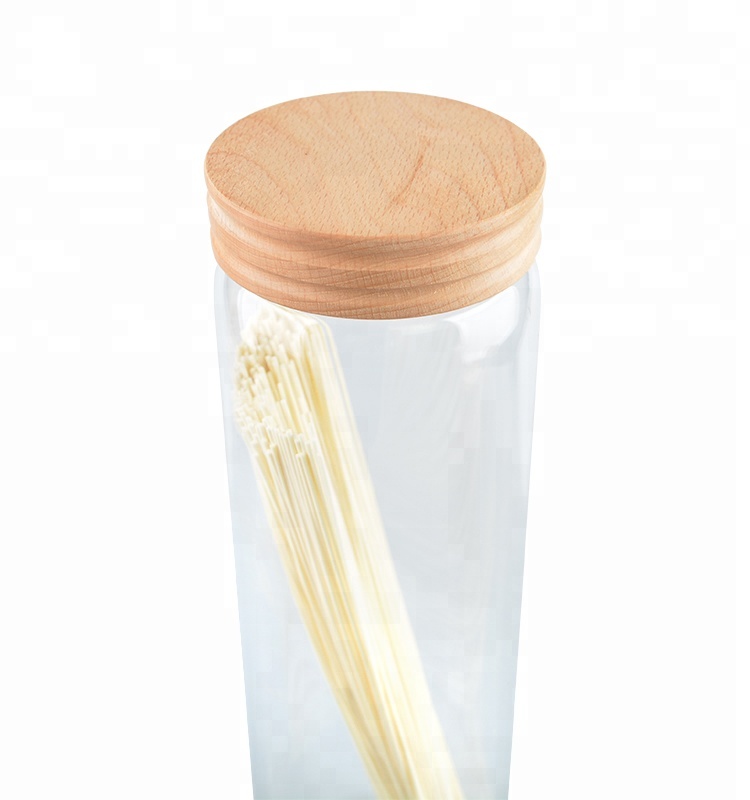 customized size capacity screw lid for food jar container food jar wholesale glass food medicine container with wooden lids sale