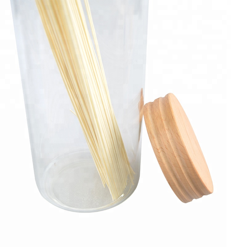 customized size capacity screw lid for food jar container food jar wholesale glass food medicine container with wooden lids sale