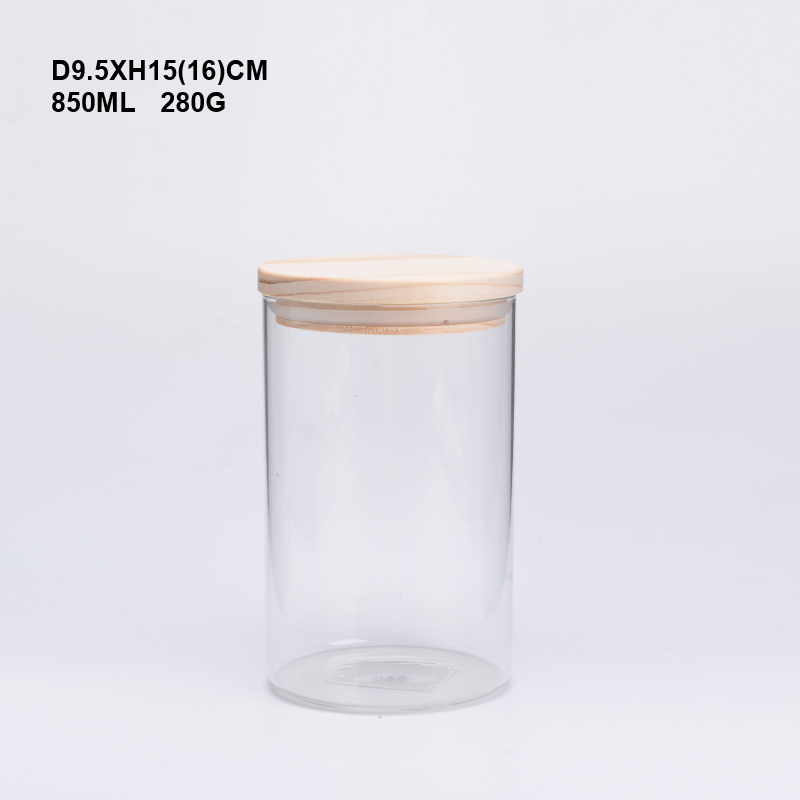 customized wholesale glass food storage jar with bamboo lid