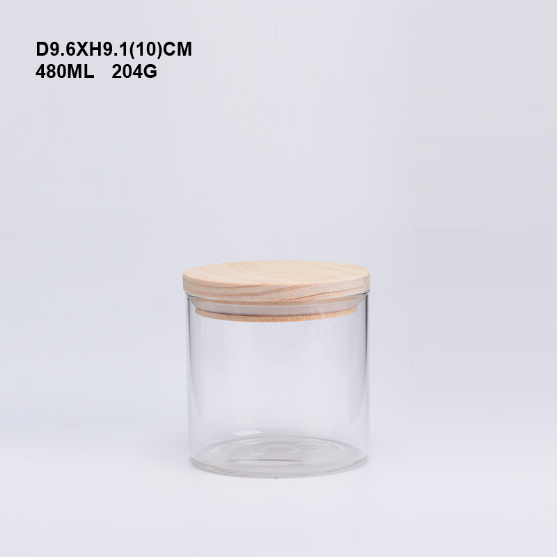 customized wholesale glass food storage jar with bamboo lid
