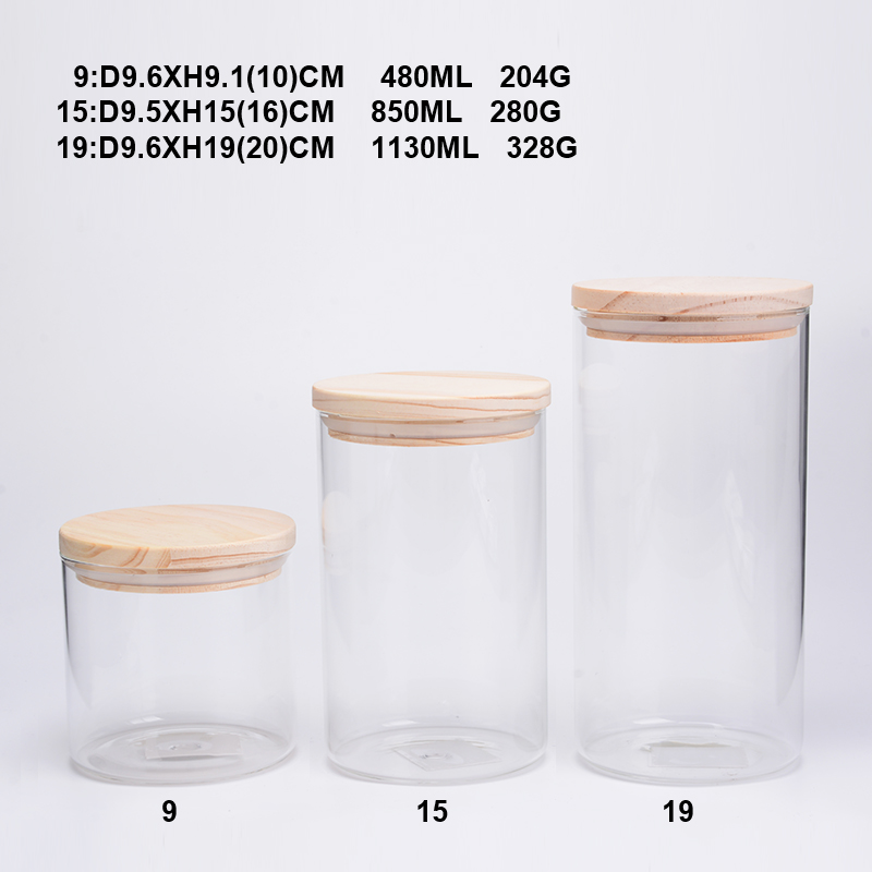 customized wholesale glass food storage jar with bamboo lid
