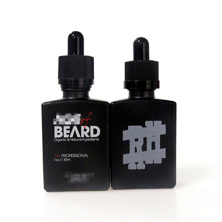 customs logo printing rectangle square 30ml matte black essential oil eliquid glass dropper bottle box