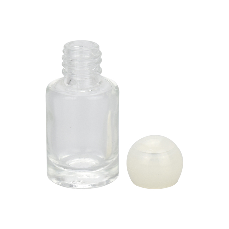 cute 5ml clear round small nail polish remover essential oil sample bottle with white cap