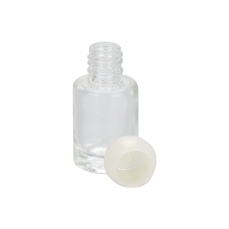 cute 5ml clear round small nail polish remover essential oil sample bottle with white cap