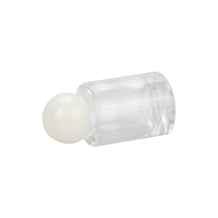 cute 5ml clear round small nail polish remover essential oil sample bottle with white cap