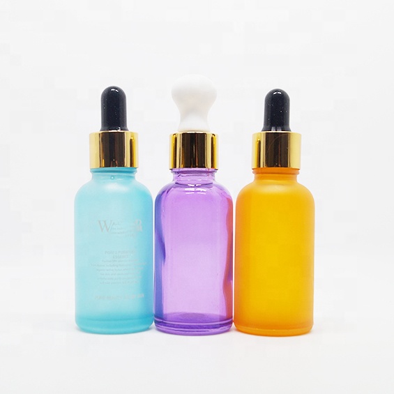 cylinder clear frosted matte 30ml 1 ounce glass bottle with dropper for cosmetics serum