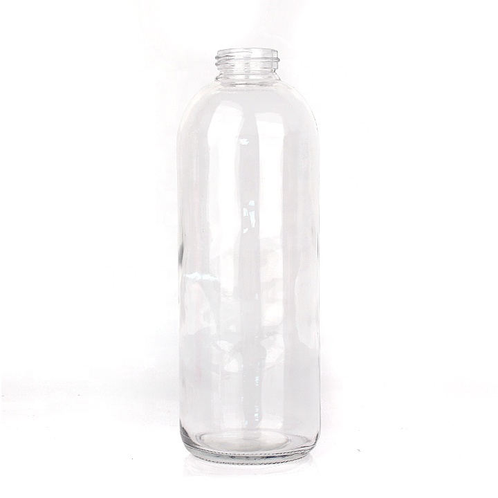 cylinder glass water bottle with bamboo lid 1000ml