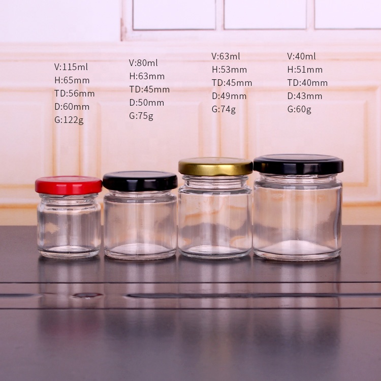 cylinder shape 40ml 60ml 80ml 120ml honey glass jar with lug metal cap