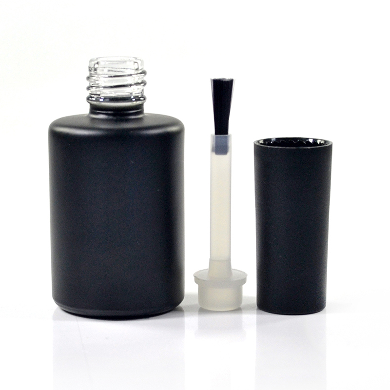 cylinder square shape clear matte black glass nail polish bottle 10ml 11ml 15ml for uv gel nail polish