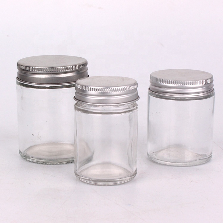 cylinder straight 100ml 4oz candy glass jar with screw tinplate/aluminum lid