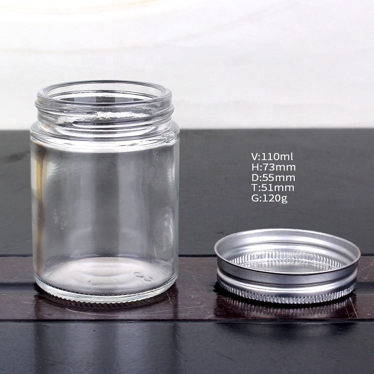 cylinder straight 100ml 4oz candy glass jar with screw tinplate/aluminum lid