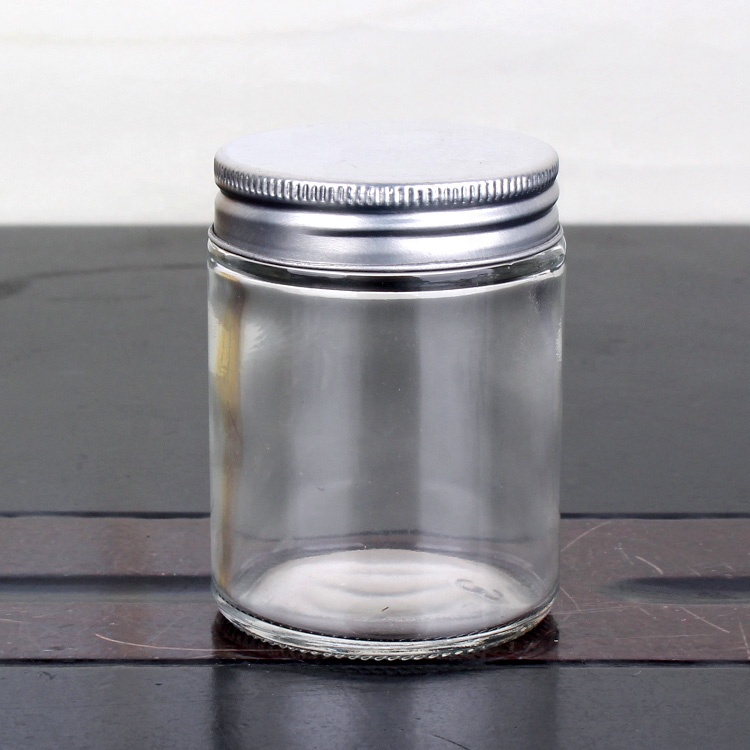 cylinder straight 100ml 4oz candy glass jar with screw tinplate/aluminum lid