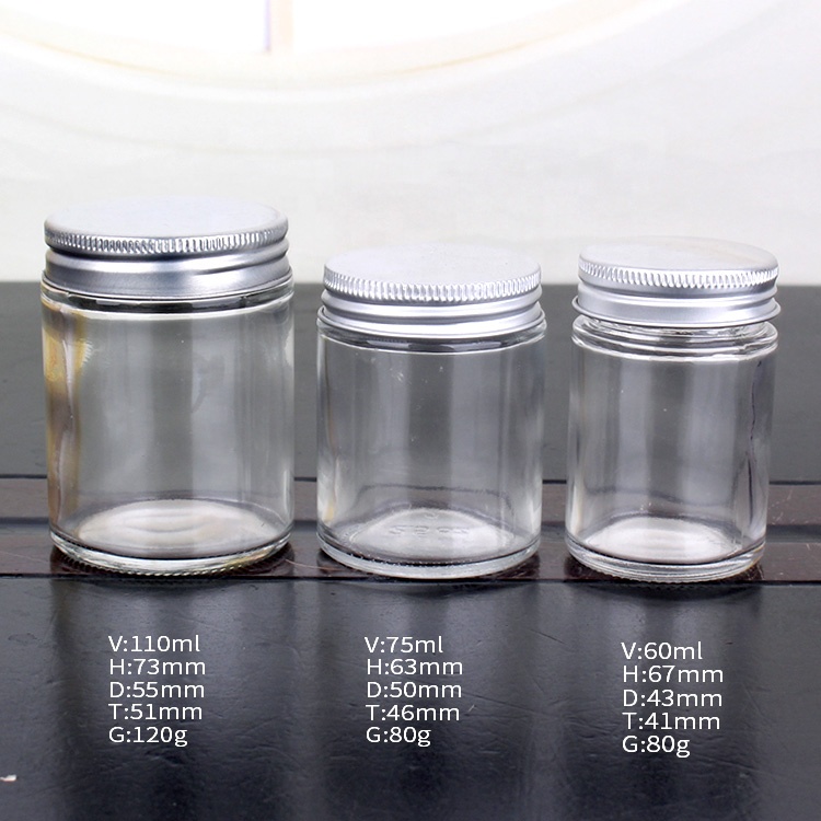 cylinder straight 100ml 4oz candy glass jar with screw tinplate/aluminum lid