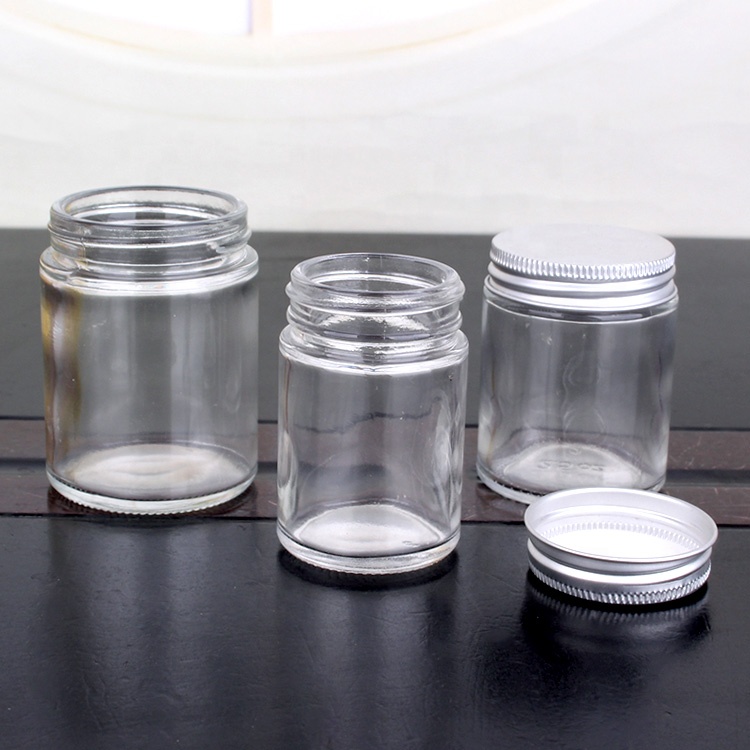 cylinder straight 100ml 4oz candy glass jar with screw tinplate/aluminum lid