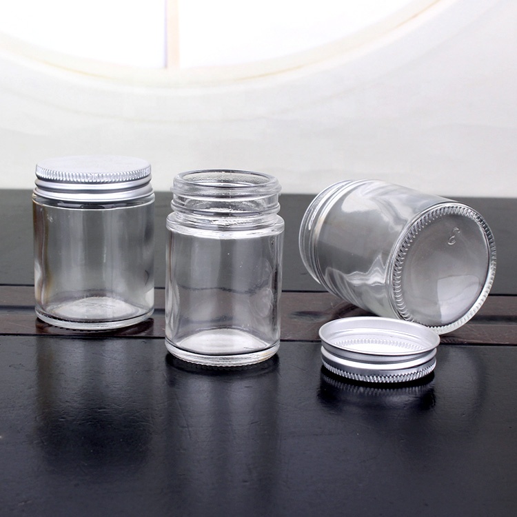 cylinder straight 100ml 4oz candy glass jar with screw tinplate/aluminum lid