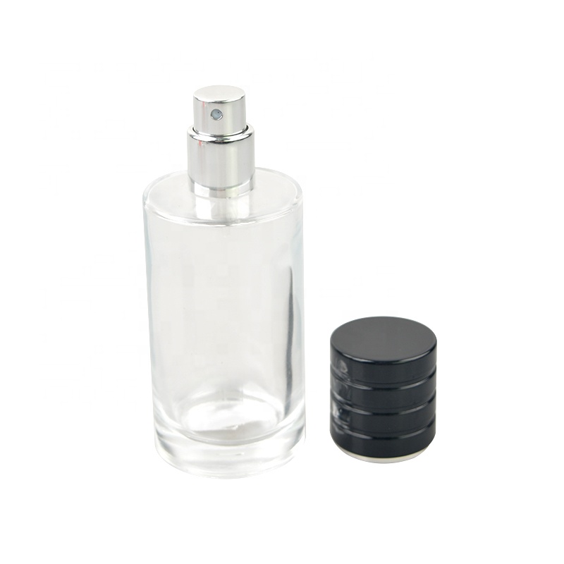 cylindrical 50ml clear perfume bottle glass bottle with special perfume bottle