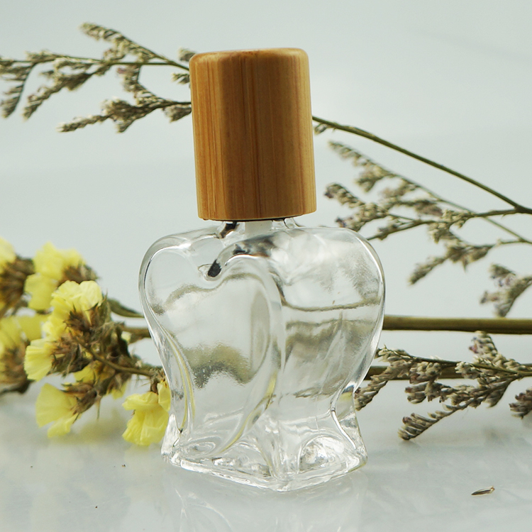 cylindrical empty UV gel nial polish bottle frosted glass bottle with bamboo cap and brush