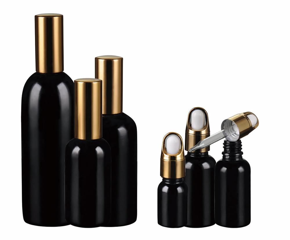 dark violet glass bottle luxury airless cosmetic pump glass bottle with dropper 30ml,50ml,100ml,120ml airless spray glass bottle