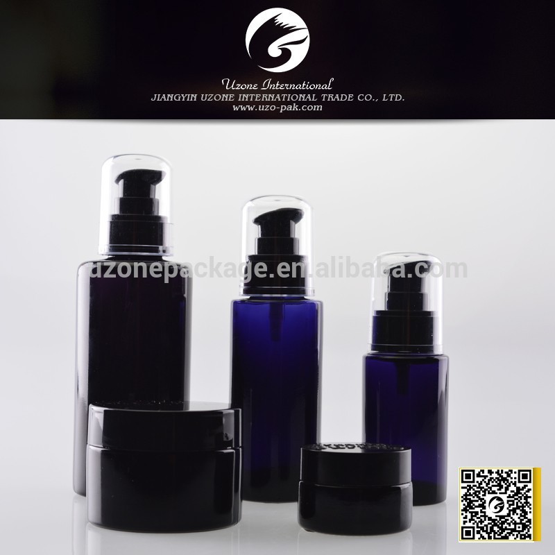 dark violet glass cosmetic jar and bottle, lotion bottle, set makeup cosmetic bottle matte black cosmetic bottles packaging