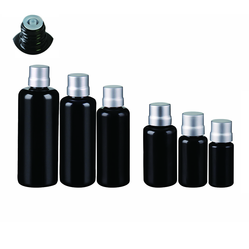 dark violet glass cosmetic jar and bottle, lotion bottle, set makeup cosmetic bottle matte black cosmetic bottles packaging