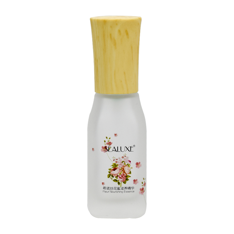 decal printing clear frosted glass 40ml 100ml 120ml face hair lotion pump bottle with slopping shoulder