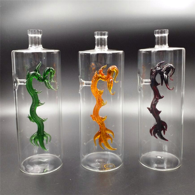 decanter dragon inside glass art wine bottle 700ml glass bottle