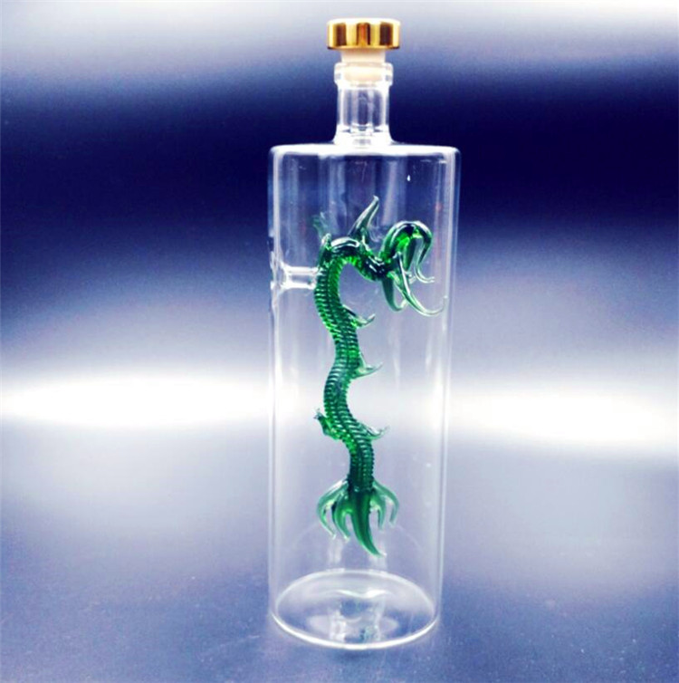 decanter dragon inside glass art wine bottle 700ml glass bottle