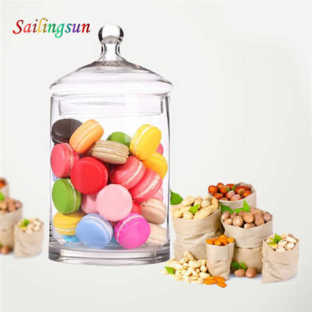 decorative clear lid hand craft pyrex thermo glass biscuit candy jar