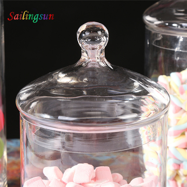 decorative clear lid hand craft pyrex thermo glass biscuit candy jar