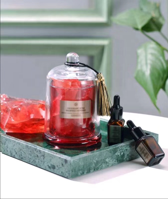 decorative round bell shaped glass candle holder with glass domes cover