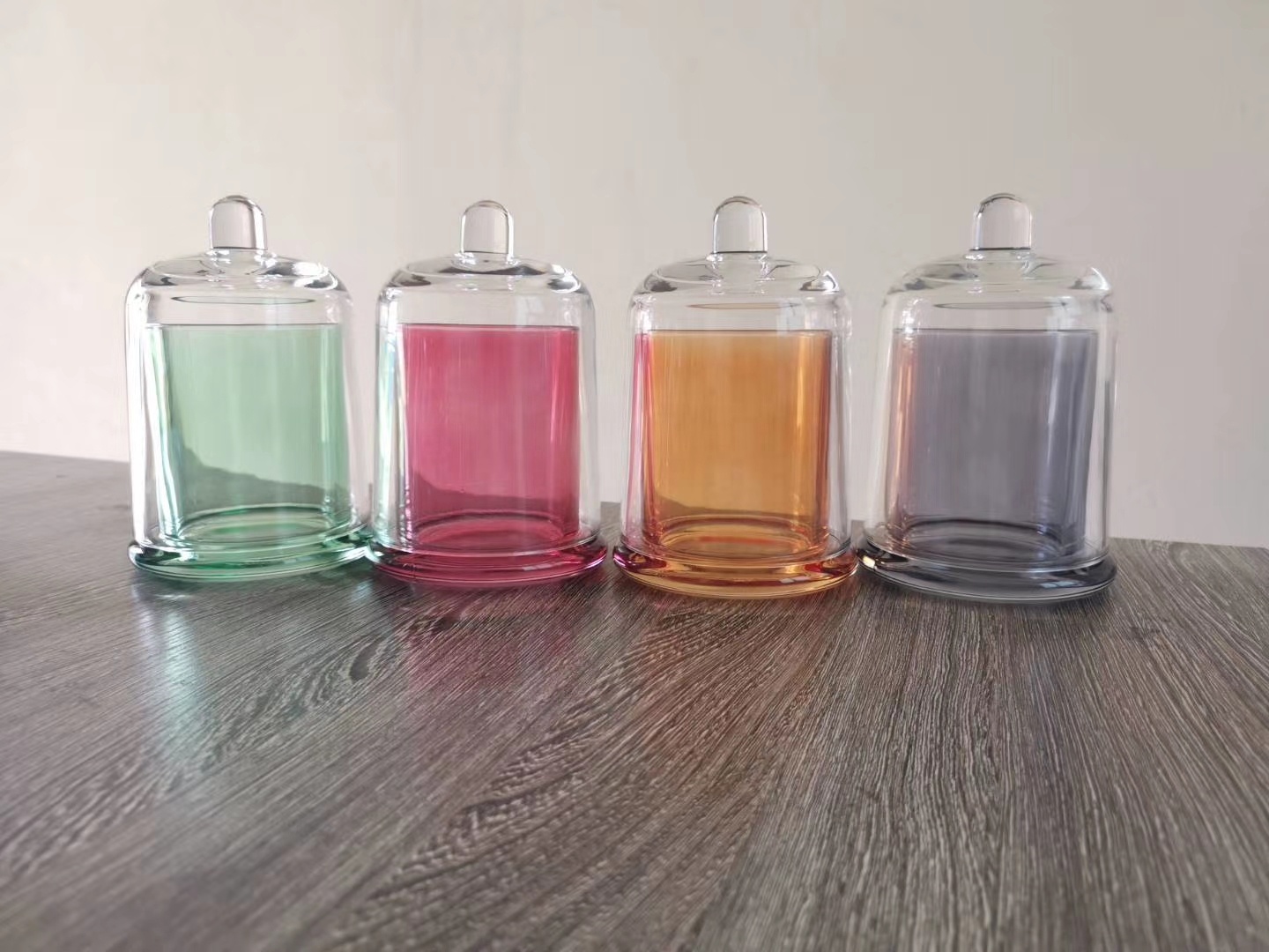 decorative round bell shaped glass candle holder with glass domes cover