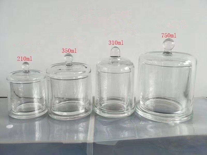 decorative round bell shaped glass candle holder with glass domes cover