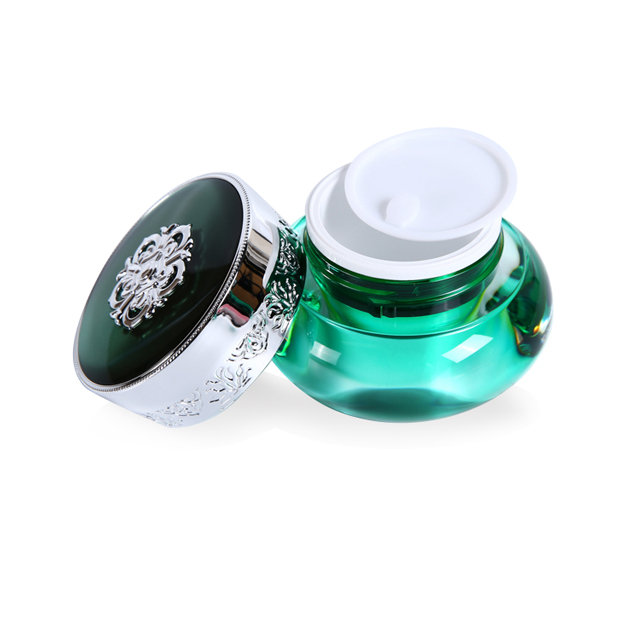 deep green korean style 50g acrylic cream jar for skin care