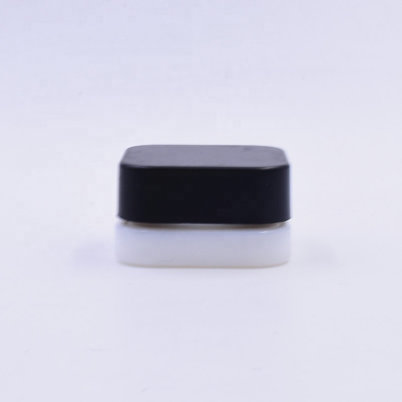 delicacy 3 ml white raw material square lovely t side eye cream cosmetic packing glass jar with plastic child proof lid.