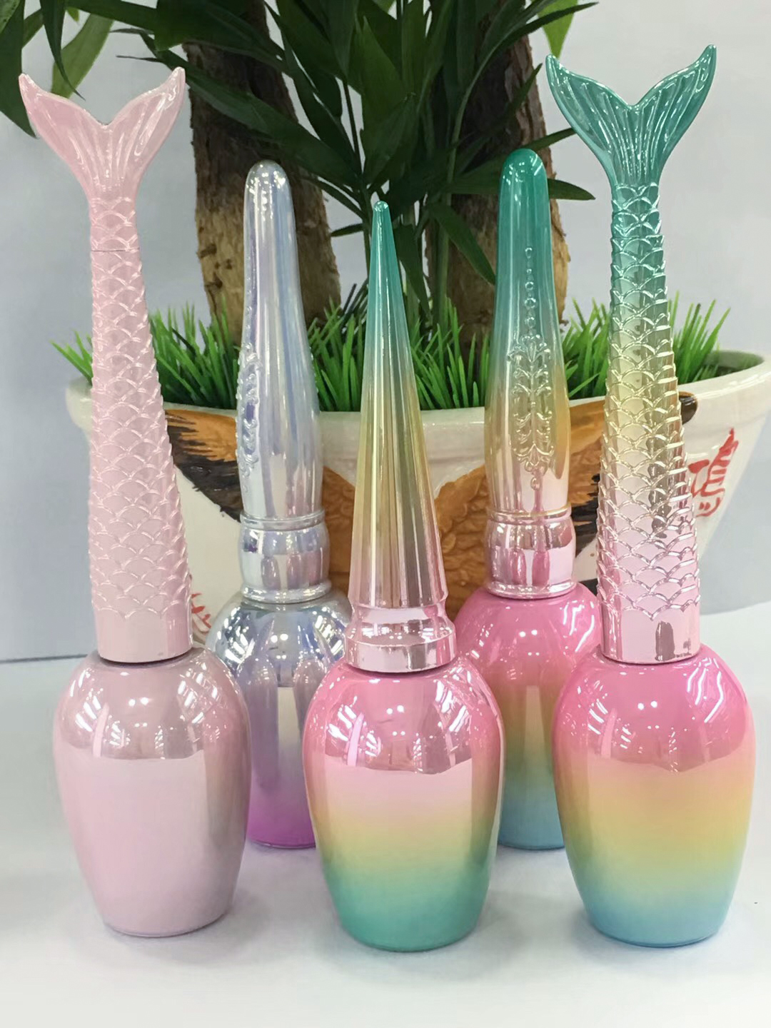 design your own custom mermaid cap classic bottle empty cosmetic nail polish bottle with packaging