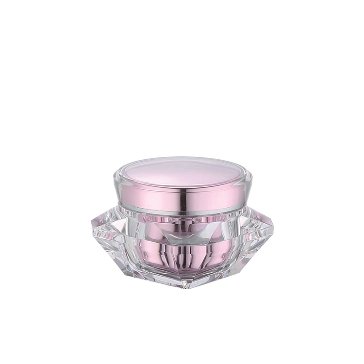 diamond shape cosmetic acrylic shiny cream jar container