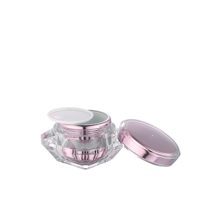 diamond shape cosmetic acrylic shiny cream jar container