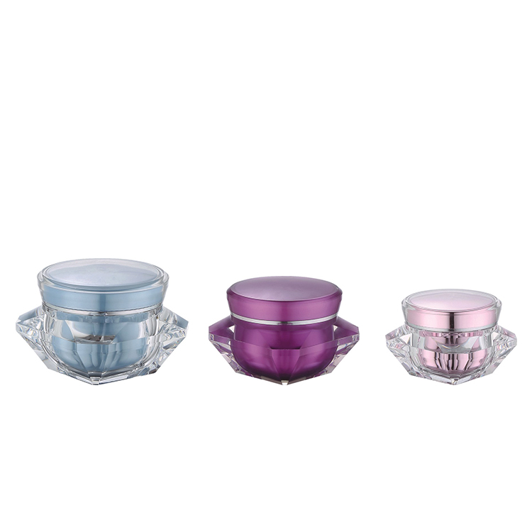 diamond shape cosmetic acrylic shiny cream jar container
