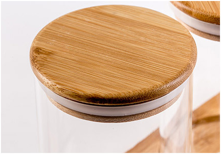 different size high borosilicate storage bottles candle glass jar with bamboo lid