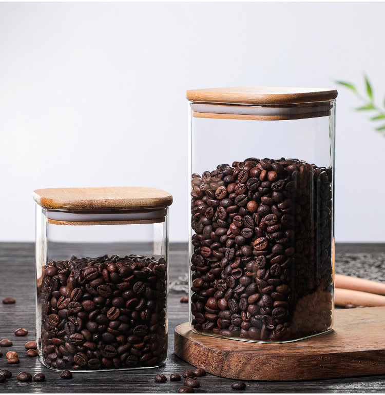 different size high borosilicate storage bottles glass jar with bamboo lid
