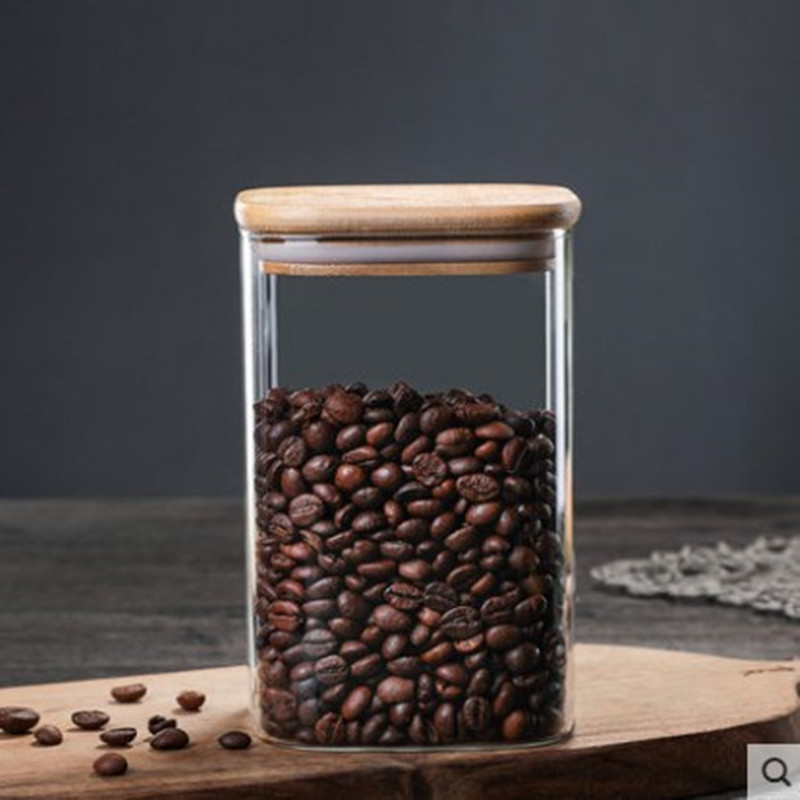 different size high borosilicate storage bottles glass jar with bamboo lid