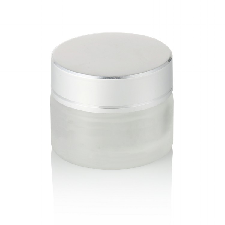 direct factory cosmetic packaging frosted glass cream jar matte silver lid