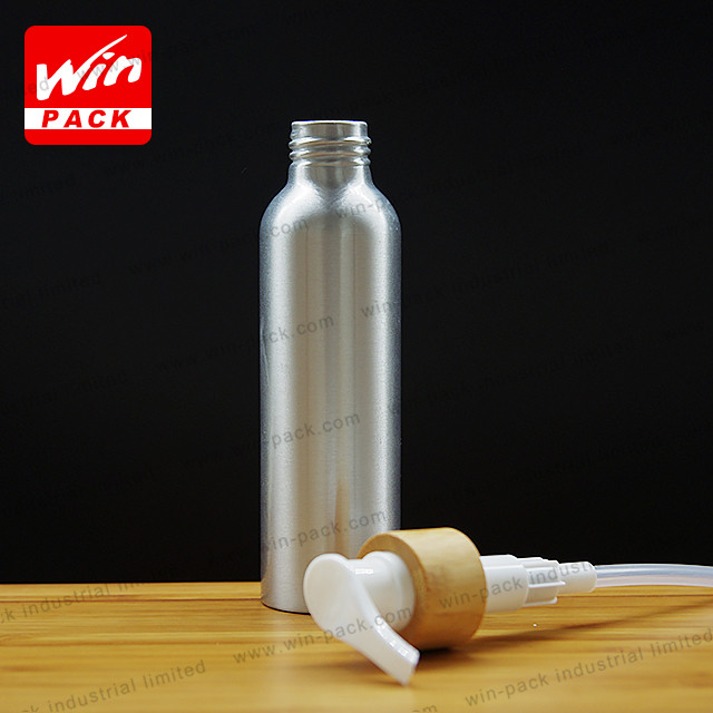 disposable cream aluminum bottle with bamboo lotion pump 100ml