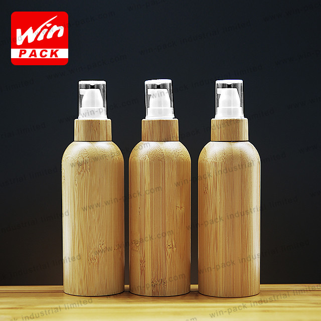 disposable cream aluminum bottle with bamboo lotion pump 100ml