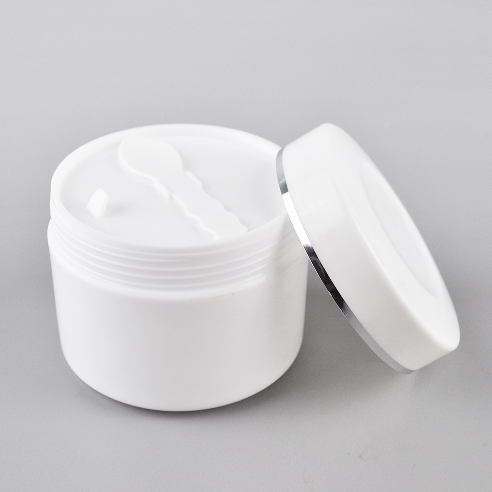 double wall cosmetic containers 500ml plastic white cosmetic cream jar
